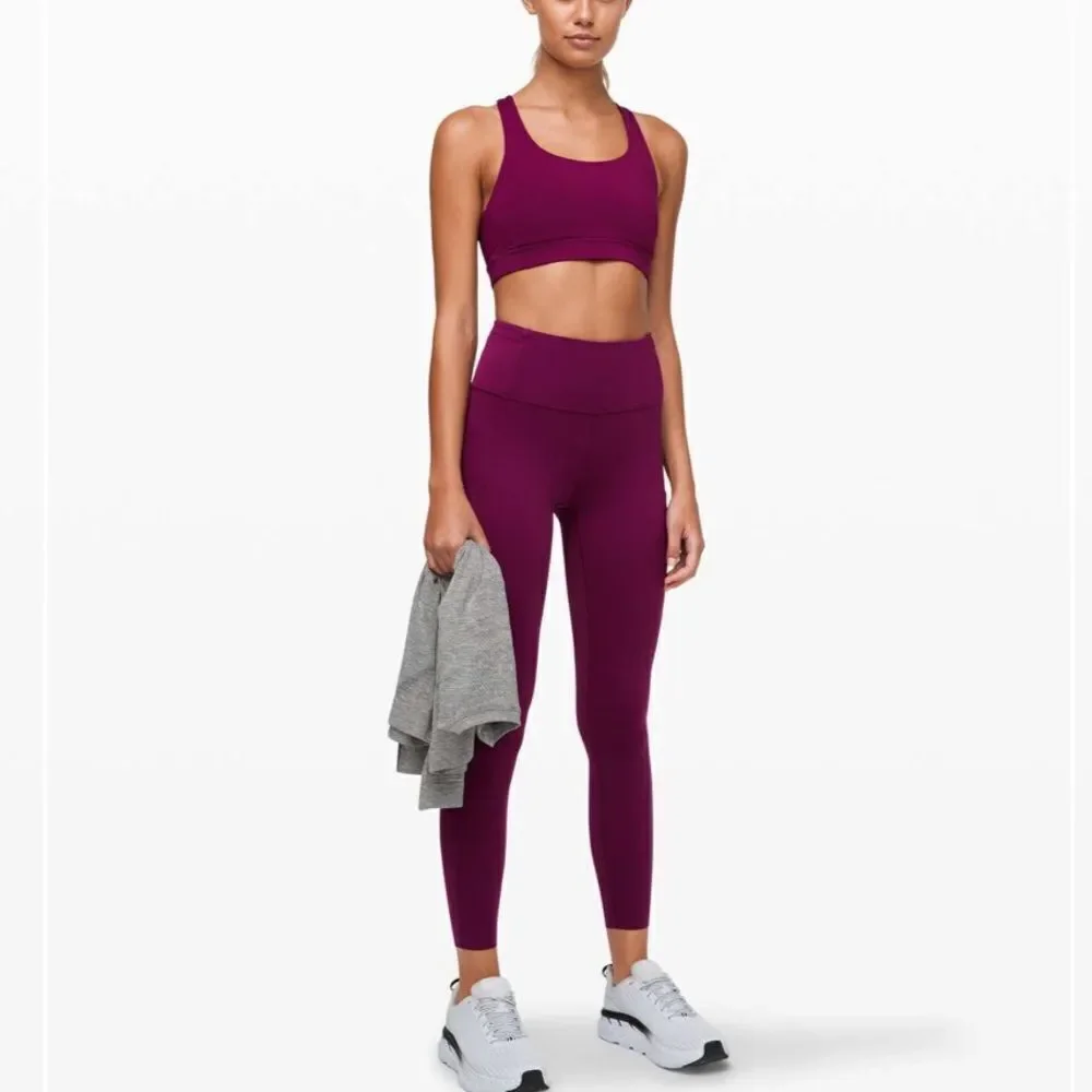 Lululemon Fast & Free Marvel burgundy 25” non reflective 4 Peloton
